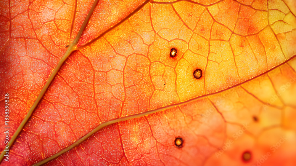 Fototapeta premium leaf, autumn, nature, texture, macro, plant, abstract, fall, yellow, pattern, color, red, leaves, closeup, vein, season, foliage, green, orange, tree, close-up, flora, natural, detail, veins
