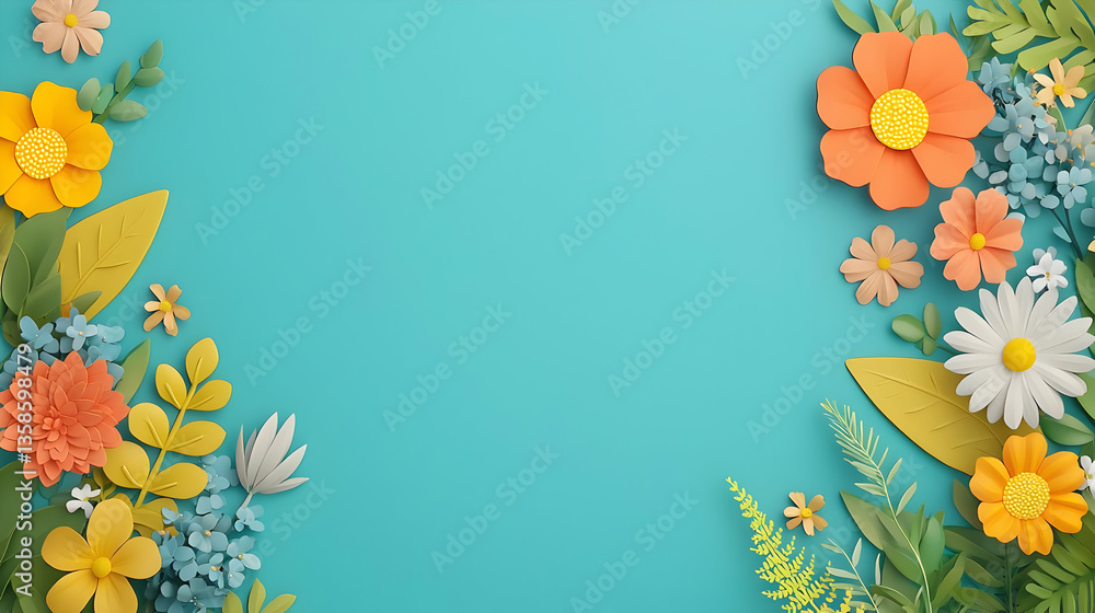 Obraz premium Vibrant Floral Dashboard Borders for Spring Website Interface Design