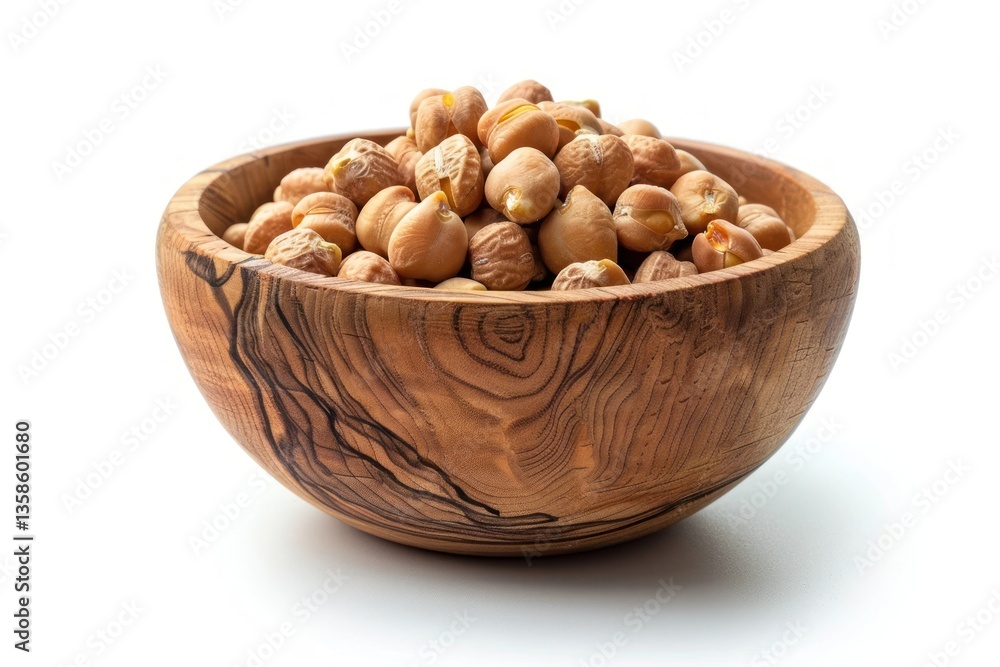 Wooden bowl filled with chickpeas Wooden bowl filled with chickpeas
