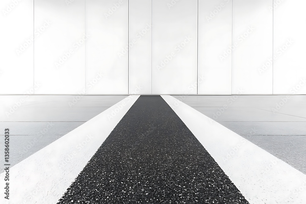 Fototapeta premium Geometric pathway leading to white panels, clean aesthetic and design