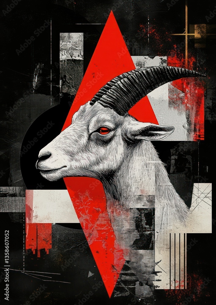 Fototapeta premium A goat illustration collage animal.