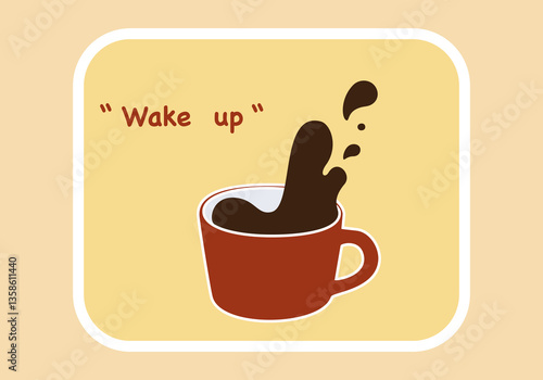 Vector illustration set of freshly roasted and ground coffee drinks, aroma, coffee splashing out of the glass, minimalist style graphics, isolated on background, for food and beverage design, cafe.