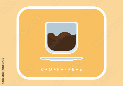 Vector illustration set of freshly roasted and ground coffee drinks. Aromatic. Black coffee is poured into a paper cup. Cute minimalist-style graphics. Isolated on a background. For food and beverage.