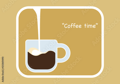 Vector illustration set of freshly roasted and ground coffee drinks. Aromatic. Black coffee is poured into a paper cup. Cute minimalist-style graphics. Isolated on a background. For food and beverage.