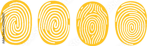 Fingerprint vector icons. Finger print id authentication symbol set.