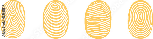 Fingerprint vector icons. Finger print id authentication symbol set.