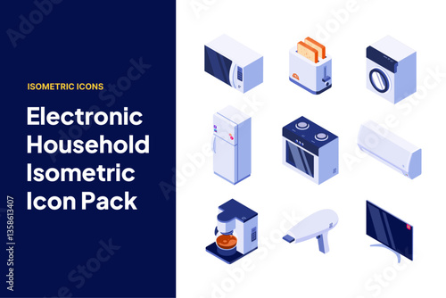 Electronic Household Isometric Icon Pack