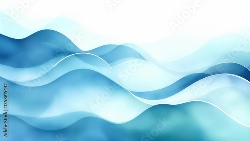 Wallpaper Mural Serene blue waves flowing in abstract motion on white canvas Torontodigital.ca