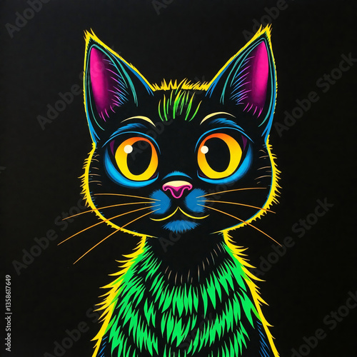 black cat with yellow eyes. Generative ai