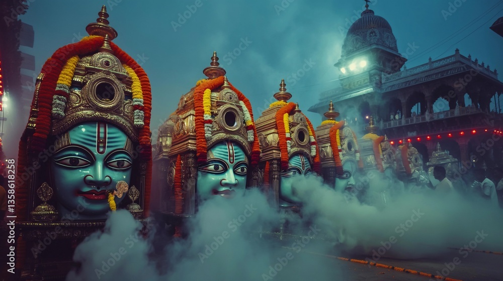 Obraz premium Hindu God Car Procession at Dusk