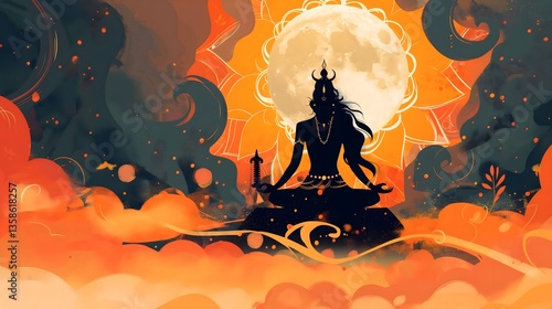 Shiva in Meditation, Celestial Setting