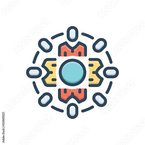Color illustration icon for collaborate