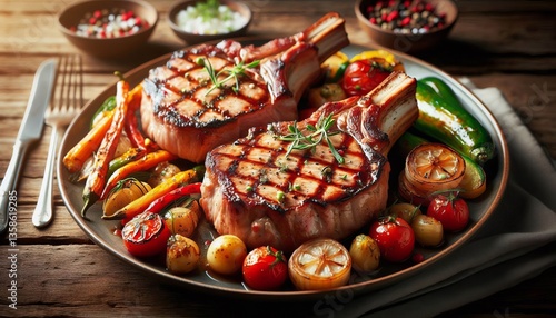 Pork Chops Thick cut pork chops grilled to perfection served wit