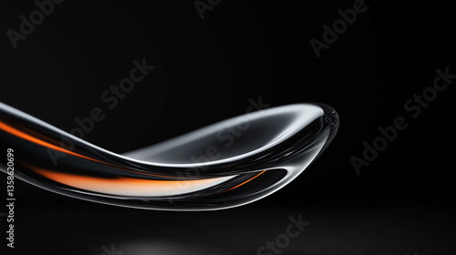 Abstract orange grey black curved wave fluids flowing on black background,transparent gradient glass flow background for banner wallpaper poster cover design with design