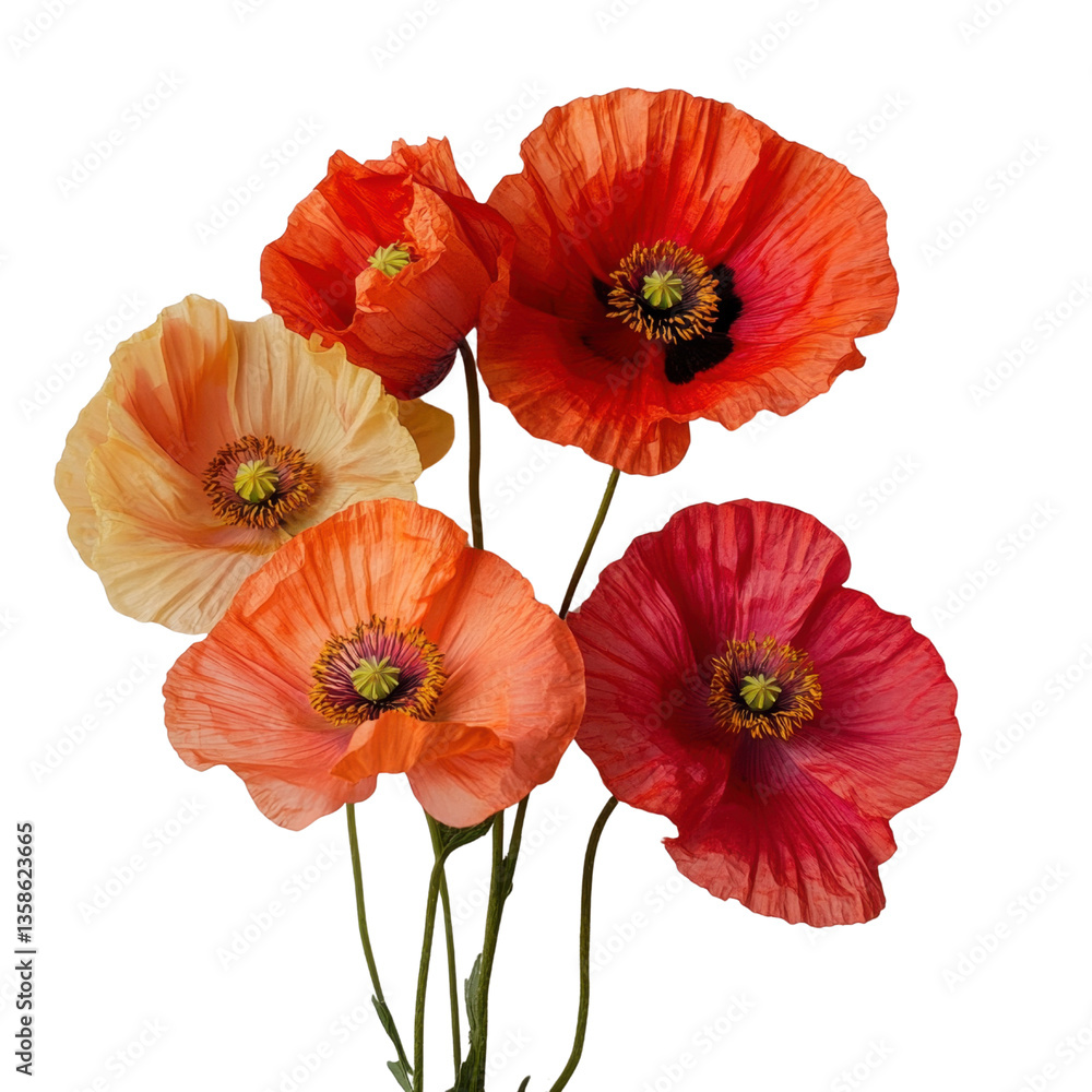 Fototapeta premium Vibrant Poppies in Various Colors Displaying Natural Beauty