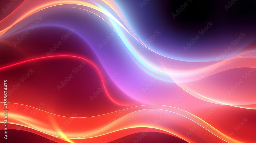 Dynamic Flow of Color: A Captivating Blend of Red, Purple, and Blue Waves Illuminating a Dark Background Dynamic Flow of Color: A Captivating Blend of Red, Purple, and Blue Waves Illuminating a Dark Background