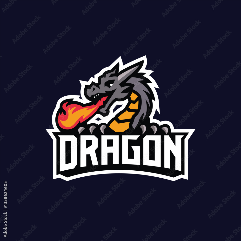 Obraz premium dragon logo esport gaming style