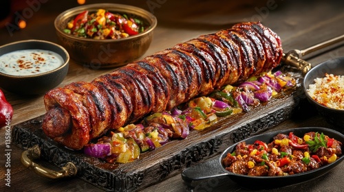 Wallpaper Mural Grilled Meat Roll with Vegetables and Sides Torontodigital.ca