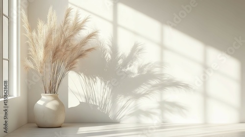 Sunlit Pampas Grass in Minimalist Interior