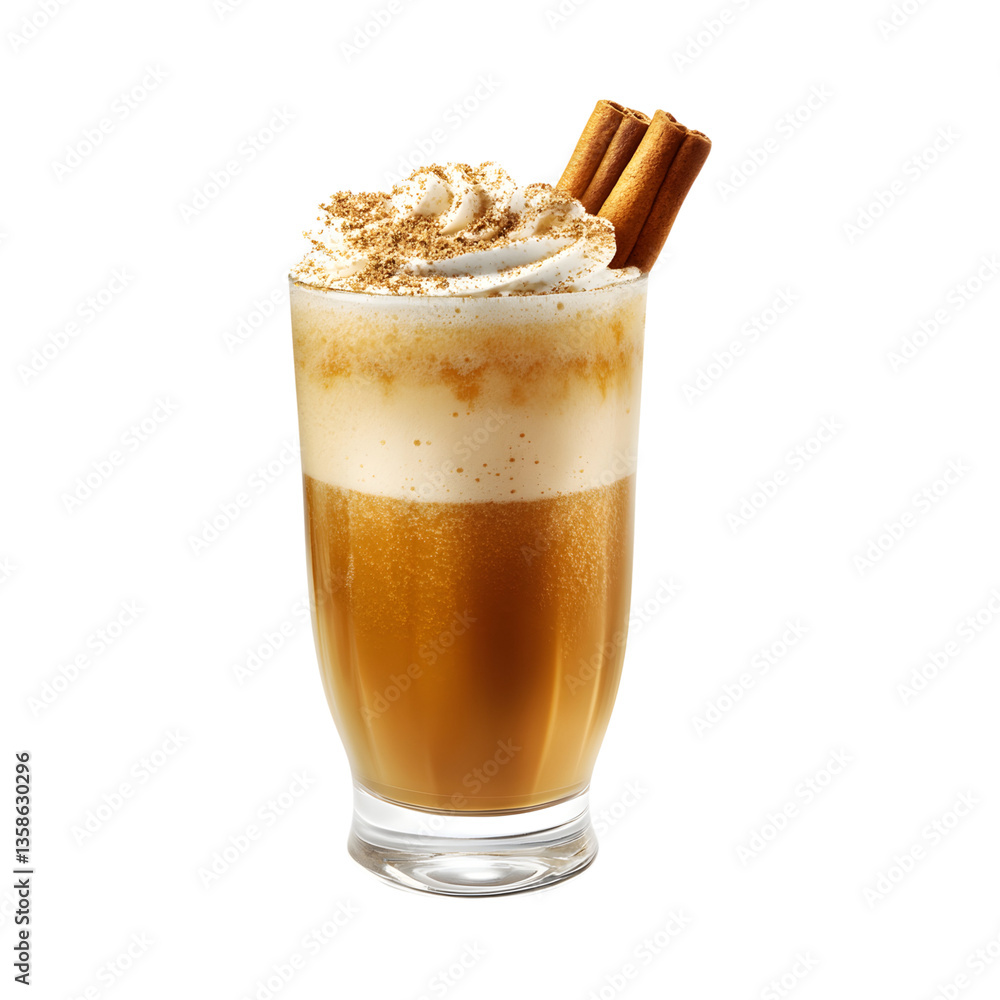 Glass of Coffee with Cinnamon and Whipped Isolated on Transparent Background Glass of Coffee with Cinnamon and Whipped Isolated on Transparent Background