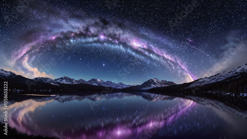 Galaxy Reflections on Mountain Lake