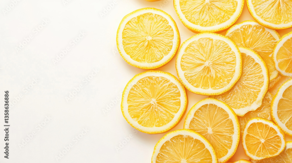 Freshly cut lemon slices with juicy pulp Freshly cut lemon slices with juicy pulp