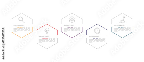 Modern hexagon shape infographic vector with 5 step icons