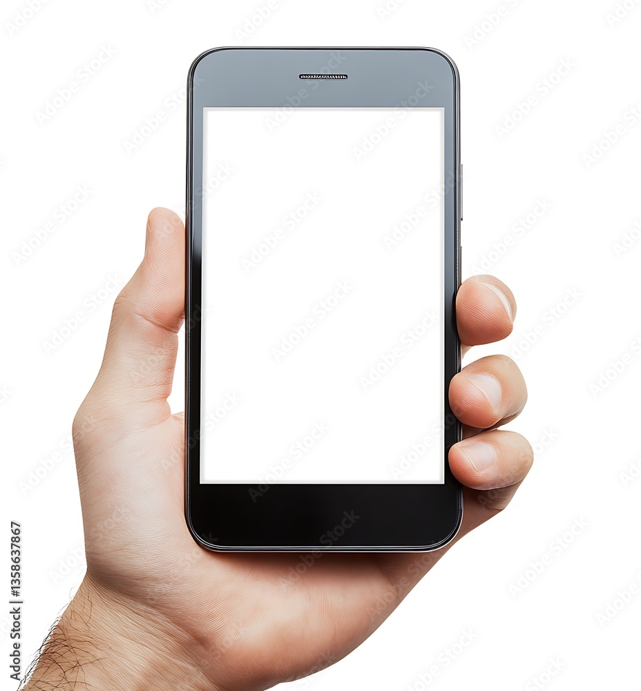 Man hand holding modern smart phone isolated on white background Man hand holding modern smart phone isolated on white background