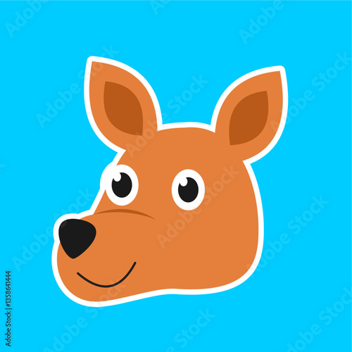 Cute baby kangaroo animal face vector illustration, cartoon animal design