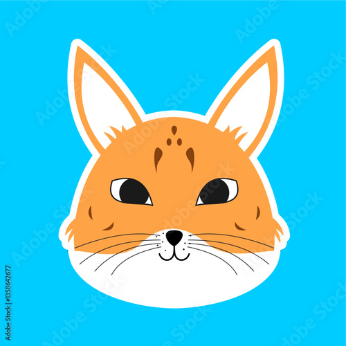 Cute jungle cat animal face vector illustration, cartoon animal design