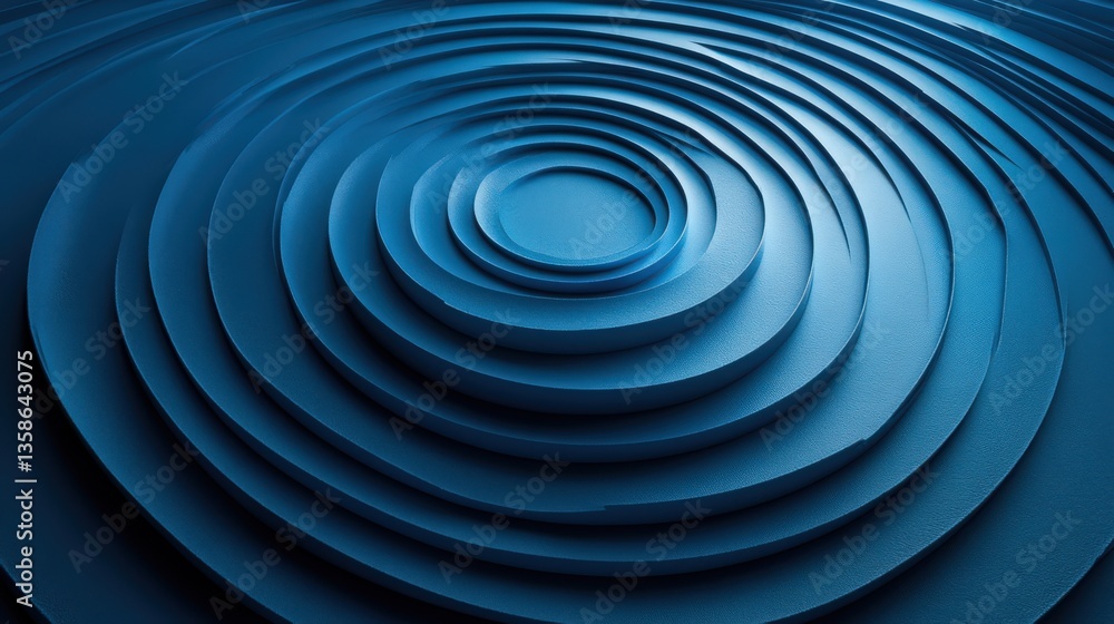 Abstract Concentric Circles in Blue Tones, Geometric Background Illusion Abstract Concentric Circles in Blue Tones, Geometric Background Illusion