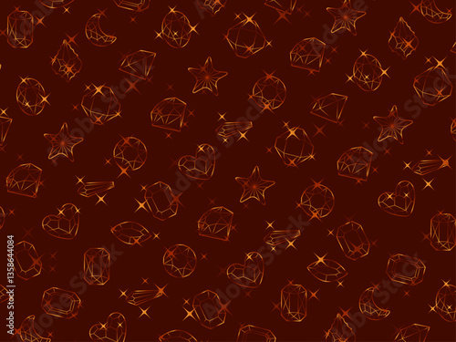 カットガラス柄、9オレンジB