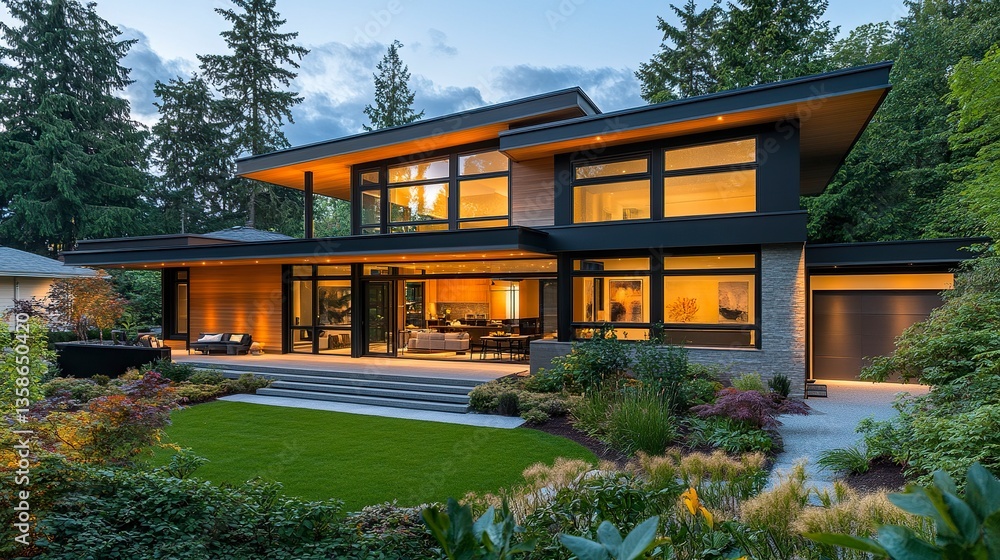 A sleek, minimalist home featuring a flat dormer roof with large skylights, emphasizing innovative and functional architectural design. A sleek, minimalist home featuring a flat dormer roof with large skylights, emphasizing innovative and functional architectural design.