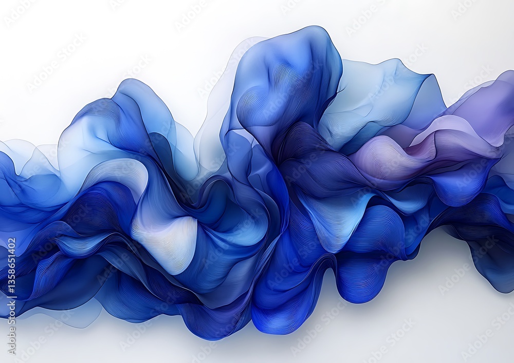 Obraz premium Abstract artwork depicts flowing gradients of blue and purple forms