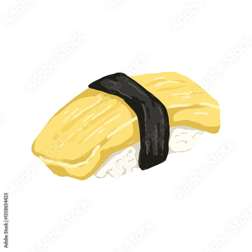 illustration of tamago sushi with egg 
