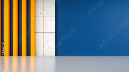 Abstract Interior with Orange and Blue Walls  Image Description and Keywords of Image    Abstract Interior with Orange and Blue Walls     Abstract    Interior Design     Orange and Blue    Color