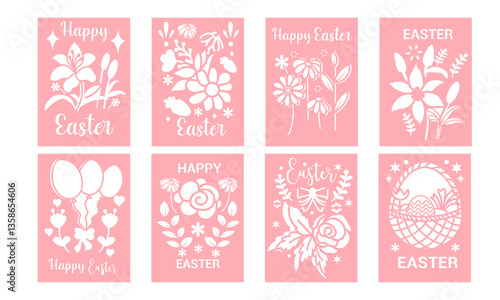 Happy Easter gift card mega bundle illustration with nature.