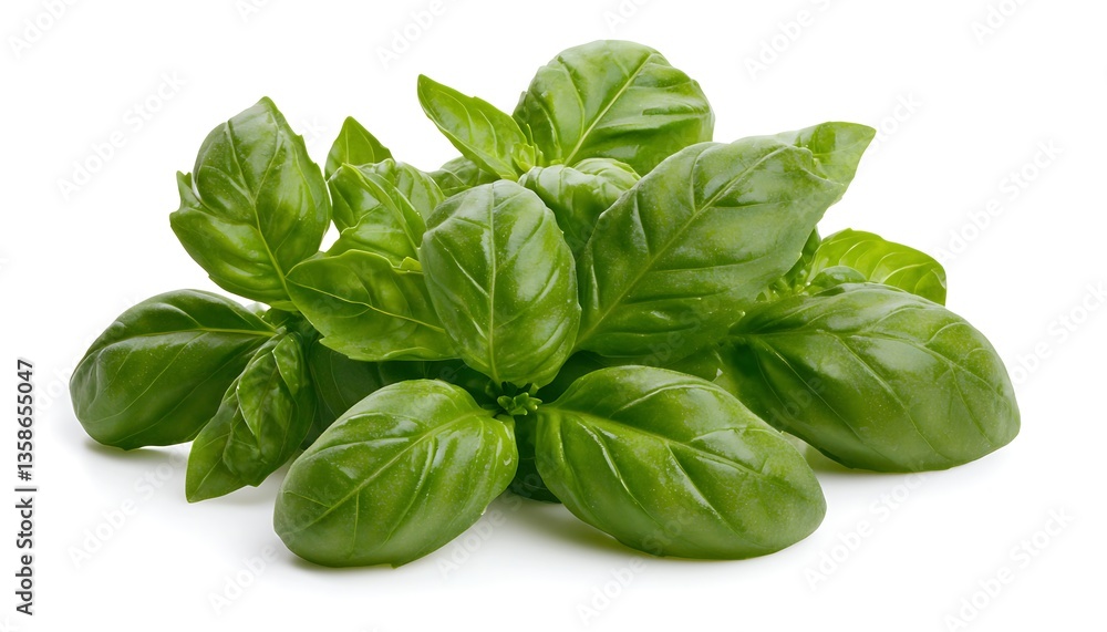 Fresh Basil Leaves with White Background. Fresh Basil Leaves with White Background.