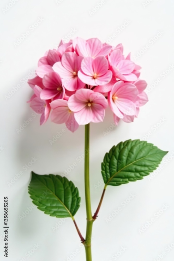 Pink hydrangea flowers in full bloom contrast beautifully against a clean white background, perfect for a floristic concept, nature, botanical Pink hydrangea flowers in full bloom contrast beautifully against a clean white background, perfect for a floristic concept, nature, botanical