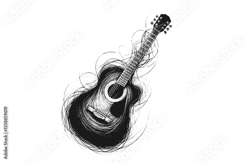 Generative AI: Acoustic Guitar (Vector Pen Drawing) 