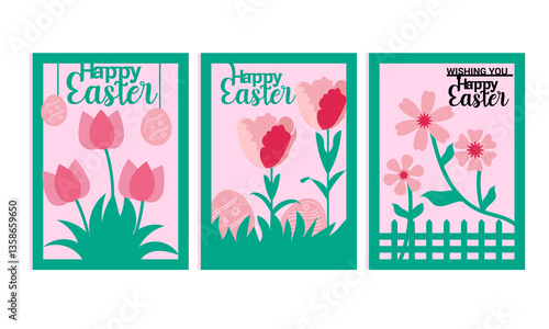 Happy Easter 3 layer gift card illustration.
