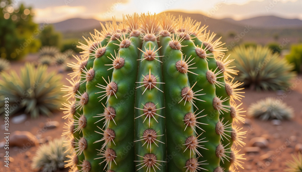 Cactus in desert landscape during sunset Cactus in desert landscape during sunset