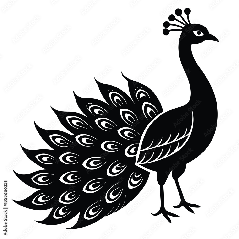 Obraz premium Adobe IllustrPeacock Vector Shilhouette Bundle Set Collectionator Artwork