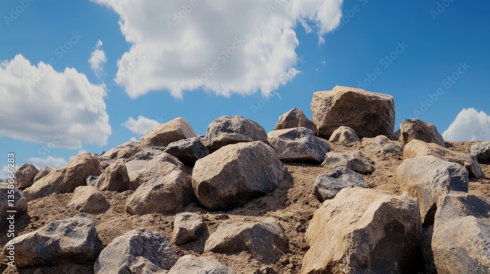 Rocky Landscape with Clouds Under a Blue Sky in a Natural Outdoor Setting for Background Rocky Landscape with Clouds Under a Blue Sky in a Natural Outdoor Setting for Background