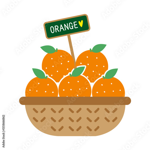 오렌지 과일 바구니 일러스트