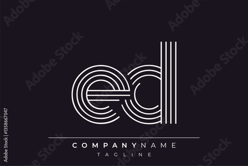 Creative ED lines letter logo design. A simplistic and elegant abstract logo design with linear patterns and initials, suitable for contemporary branding.