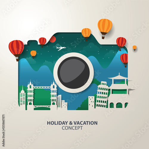 Infographics camera Travel and Vacation concept elements. 