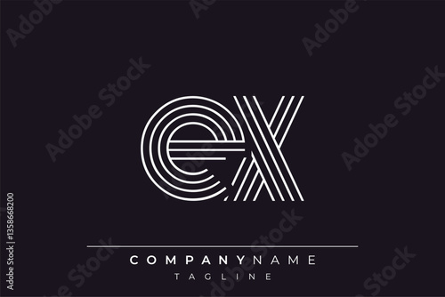Creative EX lines letter logo design. A simplistic and elegant abstract logo design with linear patterns and initials, suitable for contemporary branding.