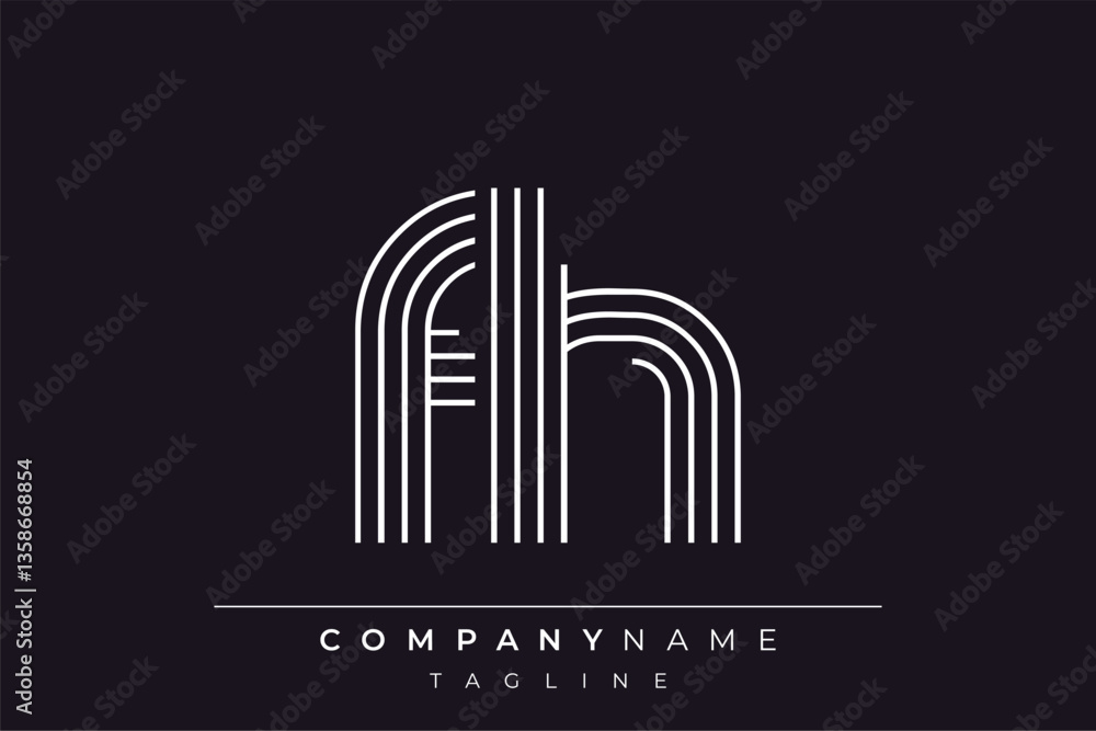 Creative FH lines letter logo design. A simplistic and elegant abstract logo design with linear patterns and initials, suitable for contemporary branding. Creative FH lines letter logo design. A simplistic and elegant abstract logo design with linear patterns and initials, suitable for contemporary branding.