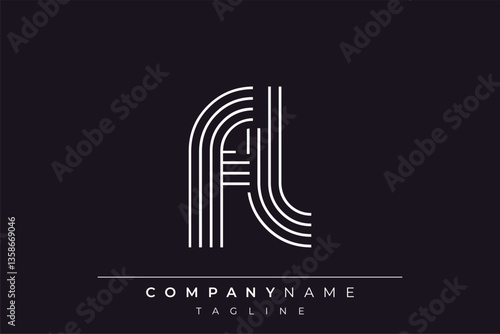 Creative FL lines letter logo design. A simplistic and elegant abstract logo design with linear patterns and initials, suitable for contemporary branding.